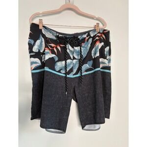 Rip Curl Mirage Mens Board Shorts Size 36 Tropical Floral Black Blue Swim Trunks